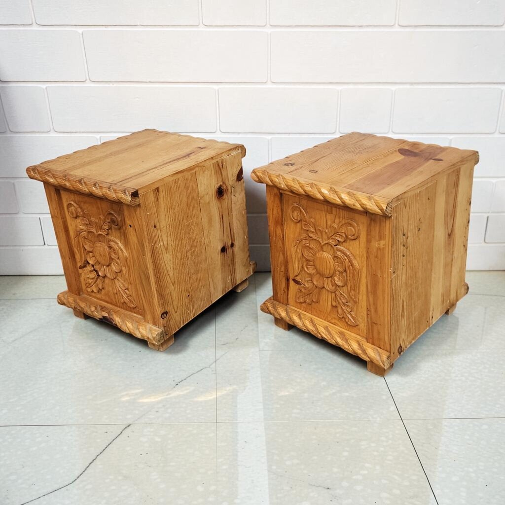 8202-8203 Carved Pine Hacienda Style #Nightstands ~ FURNITURE