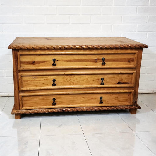 8204 Mexican Colonial Rope-Edge Hand-Carved Pine #Dresser