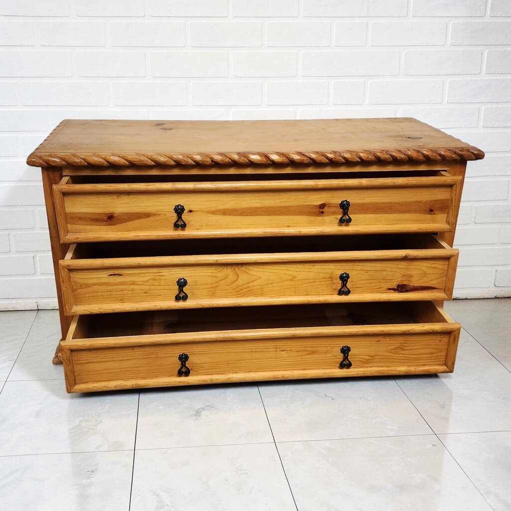 8204 Mexican Colonial Rope-Edge Hand-Carved Pine #Dresser ~ FURNITURE