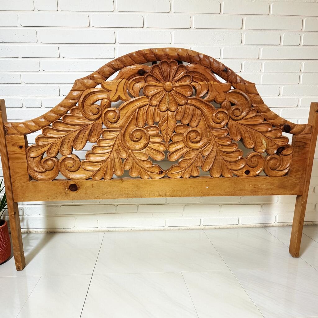 8206 Hand-Carved Solid Pine Floral King #Headboard ~ FURNITURE