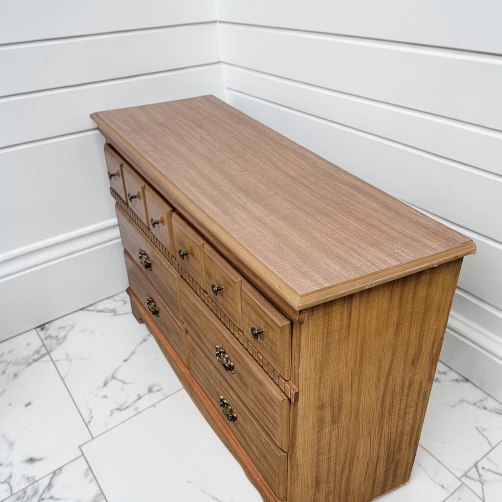 8057 Mid- Century Traditional Oak 6 Drawer Dresser