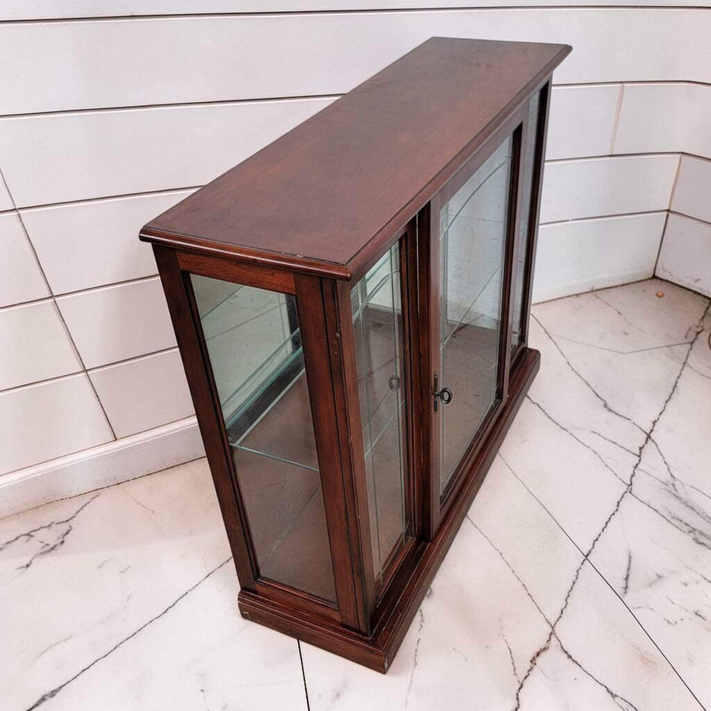 8059 Small Mahogany Finish Glass Display #Cabinet