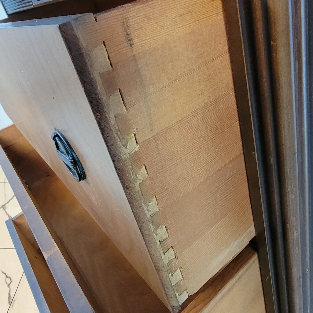 8063 Vintage Art Deco 4 Drawer Chest with Geometric Veneer