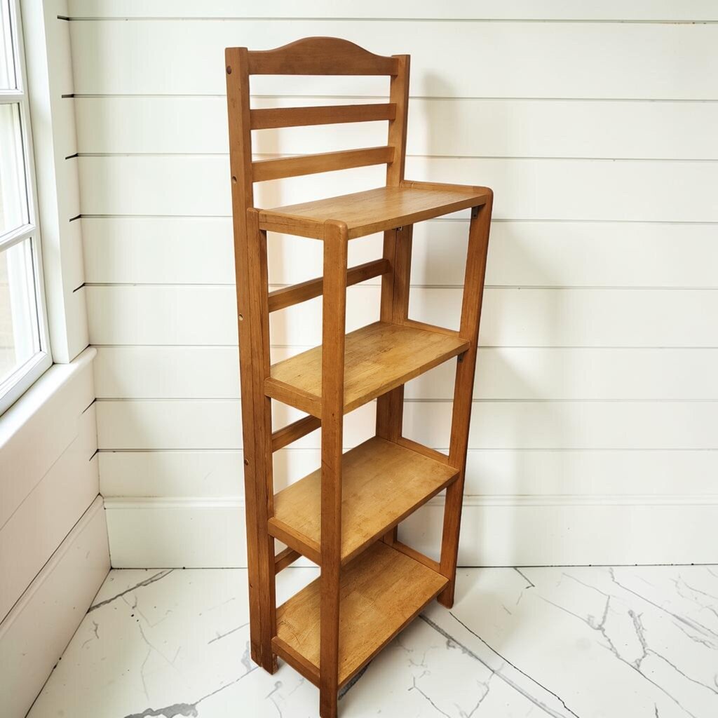 8214 4-Tier Mission-Style Folding Wood Shelf