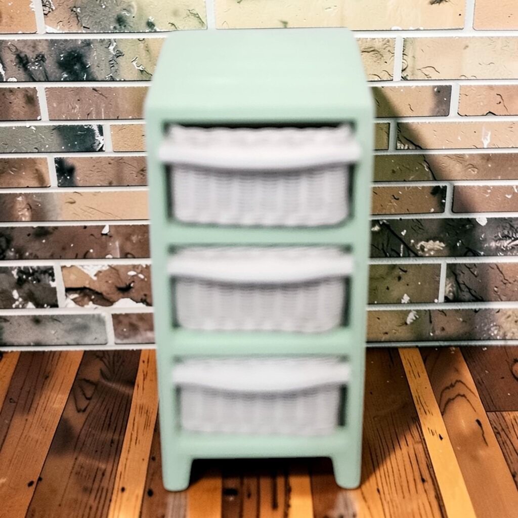 8224 Mint Green and White Wicker 3-Drawer Storage Unit