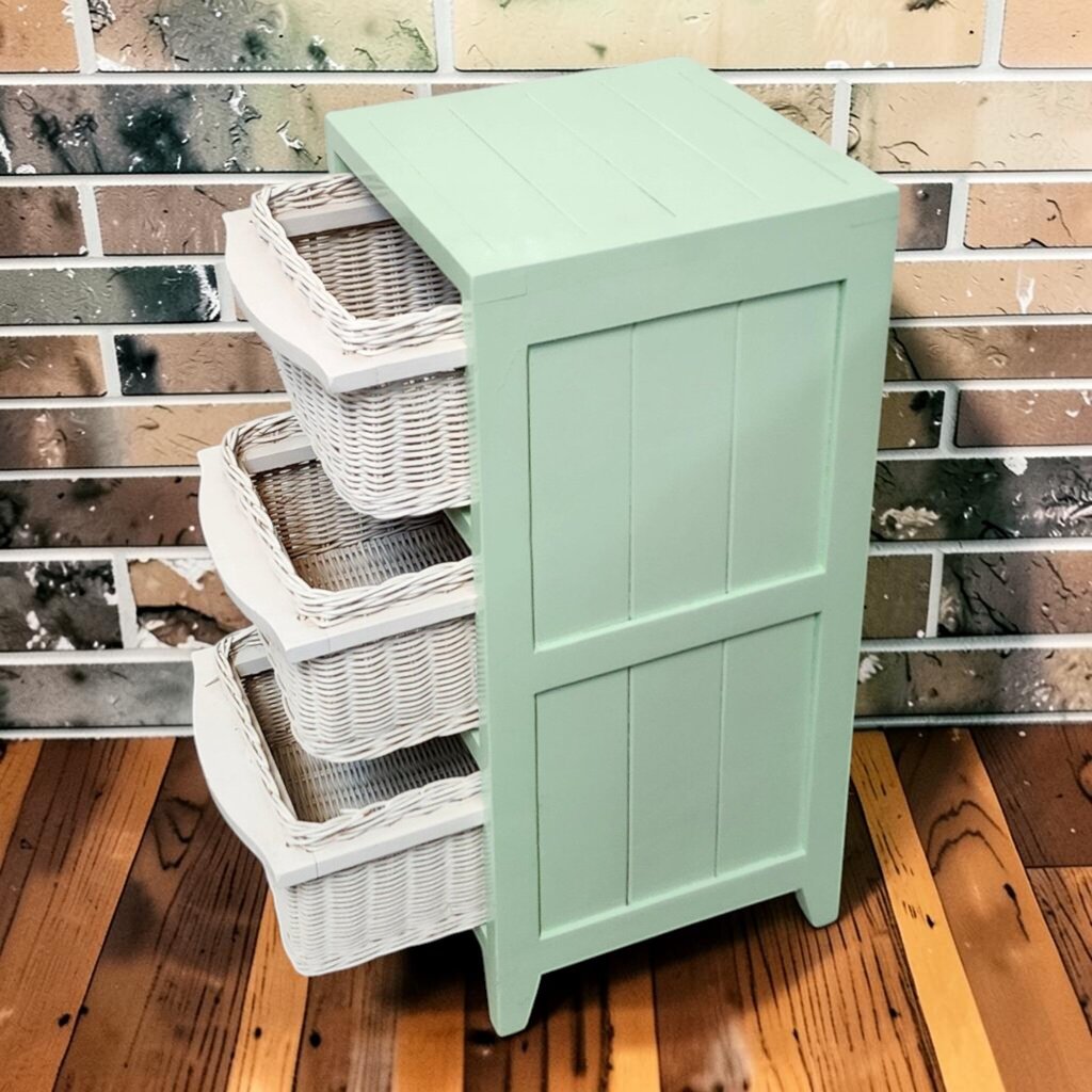8224 Mint Green and White Wicker 3-Drawer Storage Unit