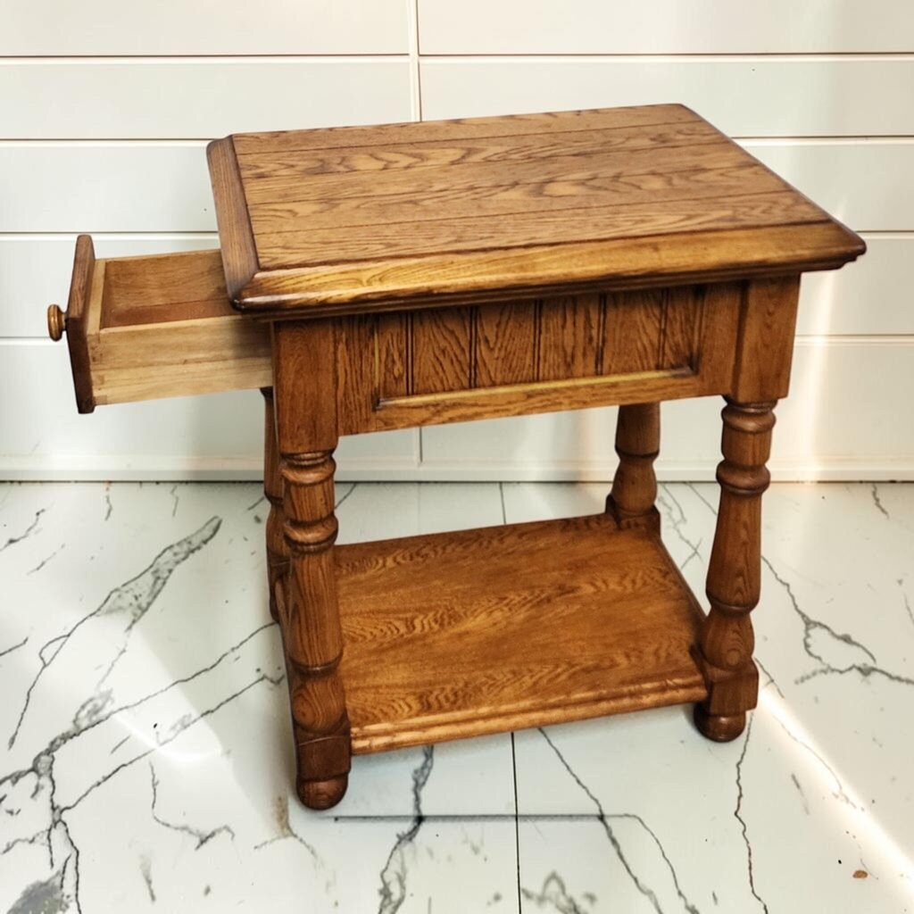 8227 Solid Oak Colonial Revival End Table ~ FURNITURE