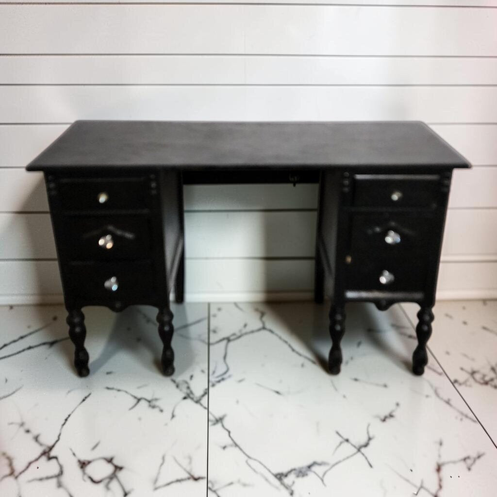 8230 Vintage Black Painted Double Pedestal #Desk