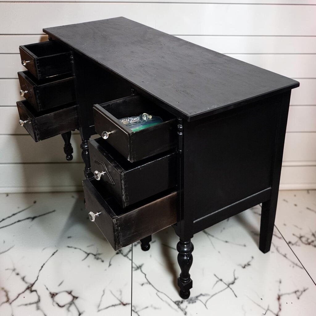 8230 Vintage Black Painted Double Pedestal #Desk