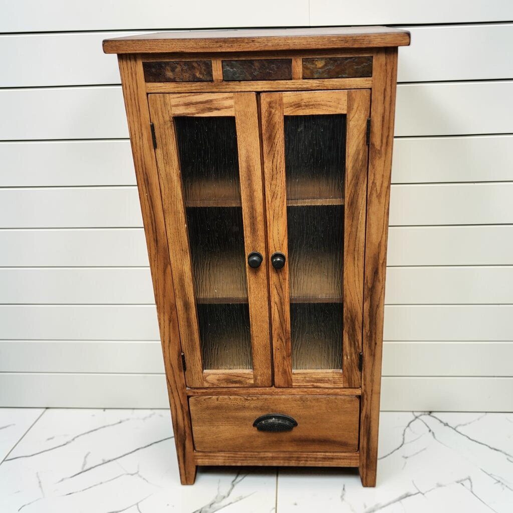 8236 Mission Style Oak Media #Cabinet with Slate Inlay