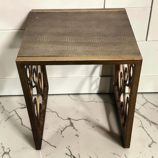 8237 Bernhardt Interiors Talia Side Table with Faux Crocodile Top