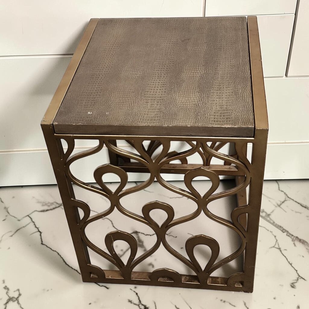 8237 Bernhardt Interiors Talia Side Table with Faux Crocodile Top