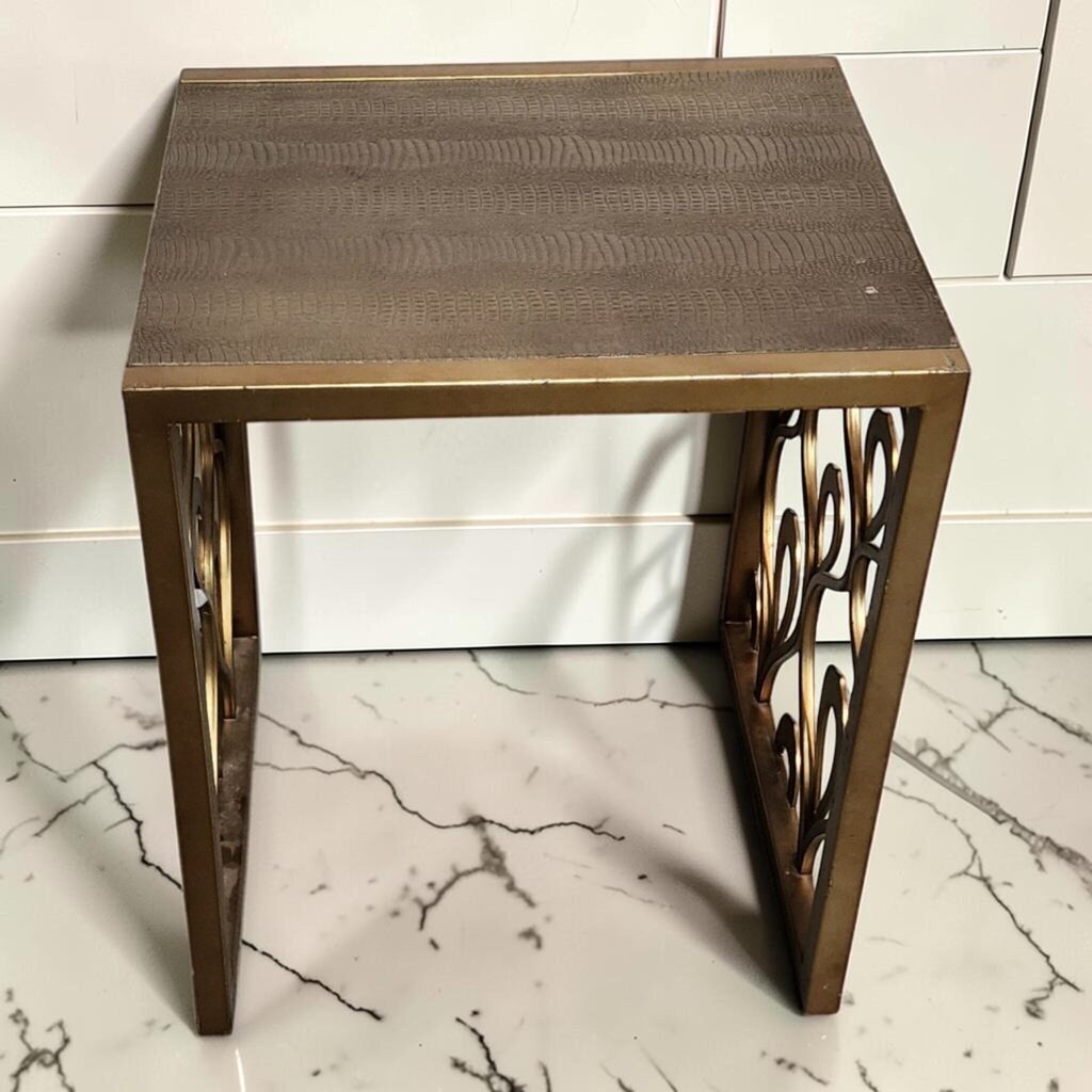 8237 Bernhardt Interiors Talia Side Table with Faux Crocodile Top