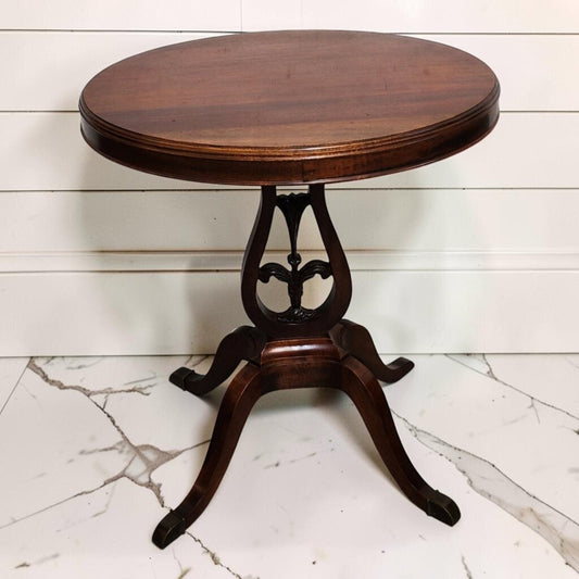 8243 Mahogany Lyre Base Oval Accent Table