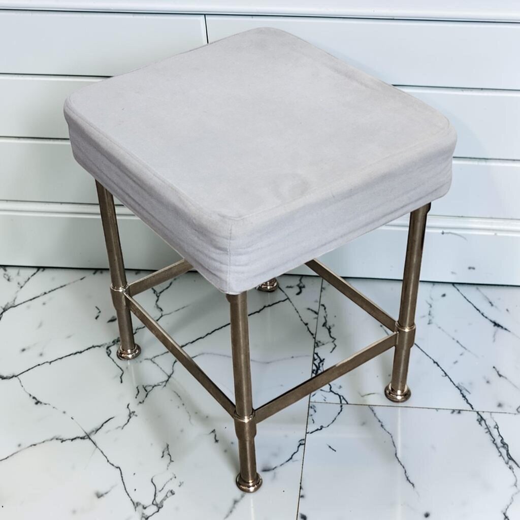 8245 Hollywood Regency Brass Faux Bamboo Vanity Stool