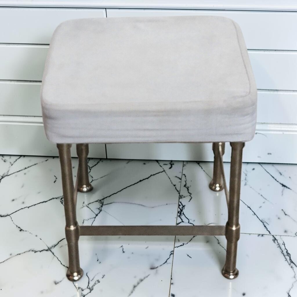 8245 Hollywood Regency Brass Faux Bamboo Vanity Stool