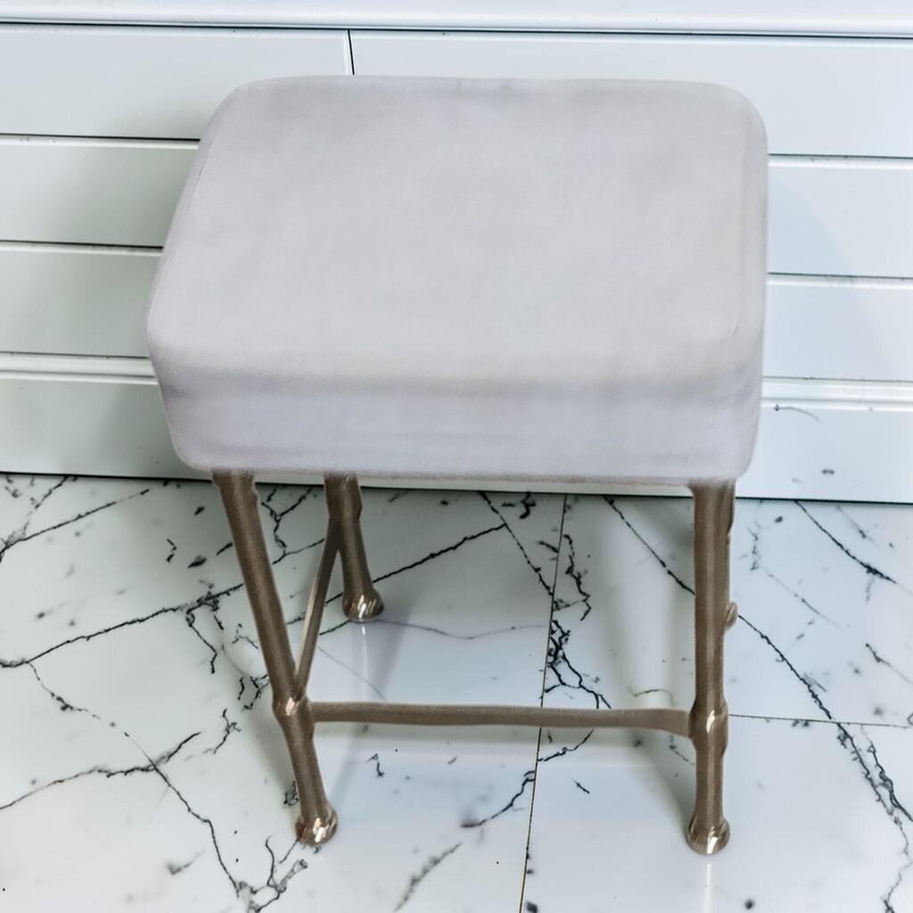 8245 Hollywood Regency Brass Faux Bamboo Vanity Stool