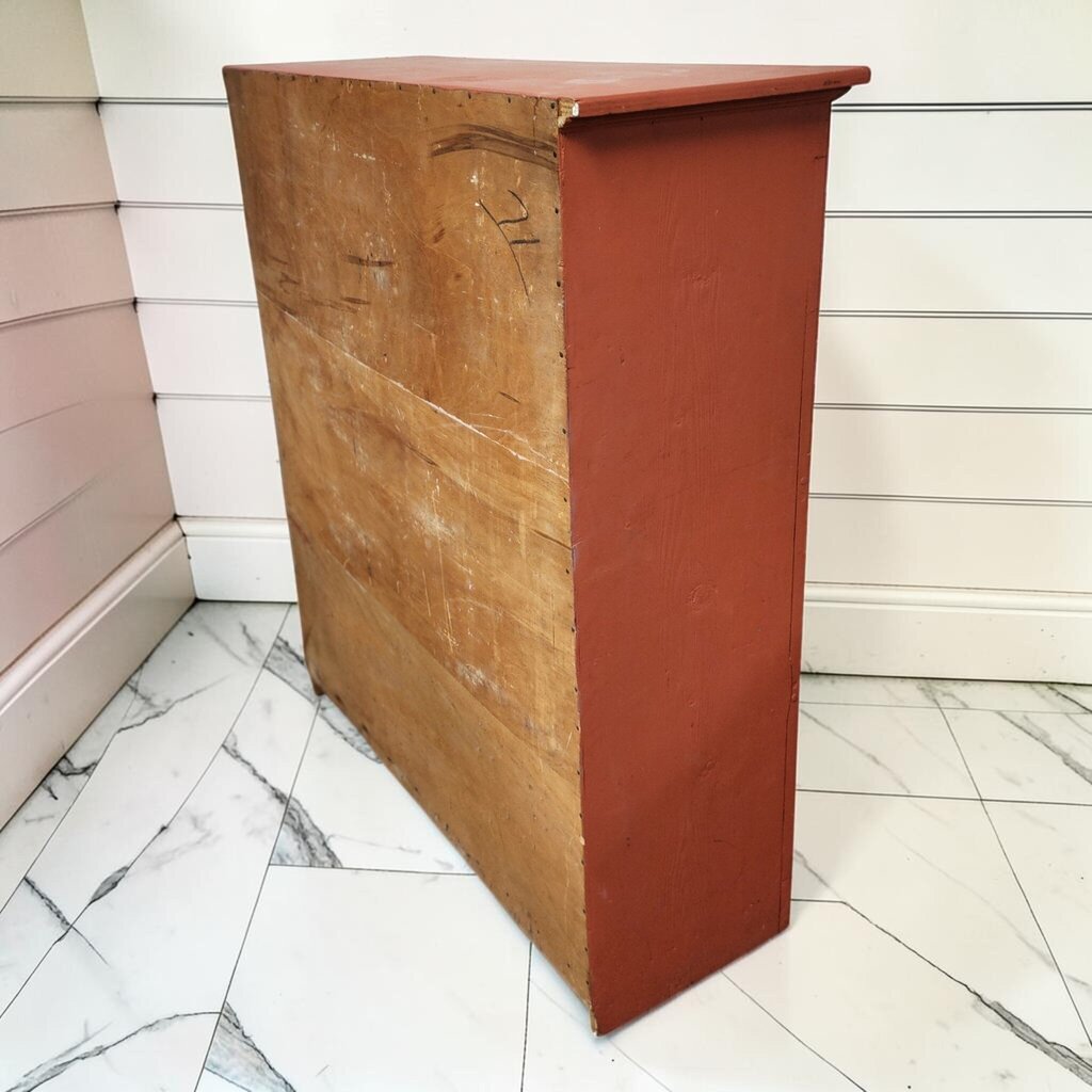8249 Primitive 5-Drawer Red-Painted Chest