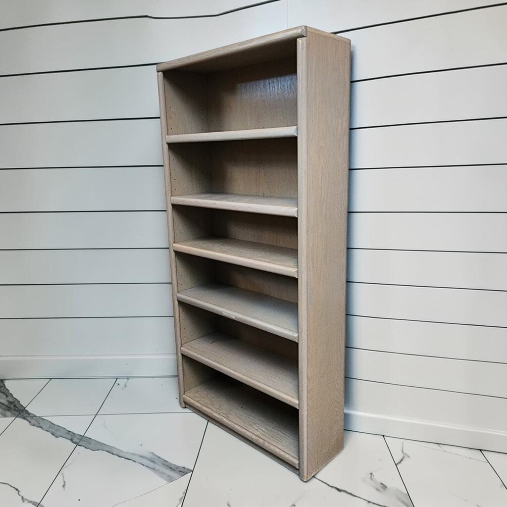 8250 Contemporary Pickled Oak Bullnose Bookshelf