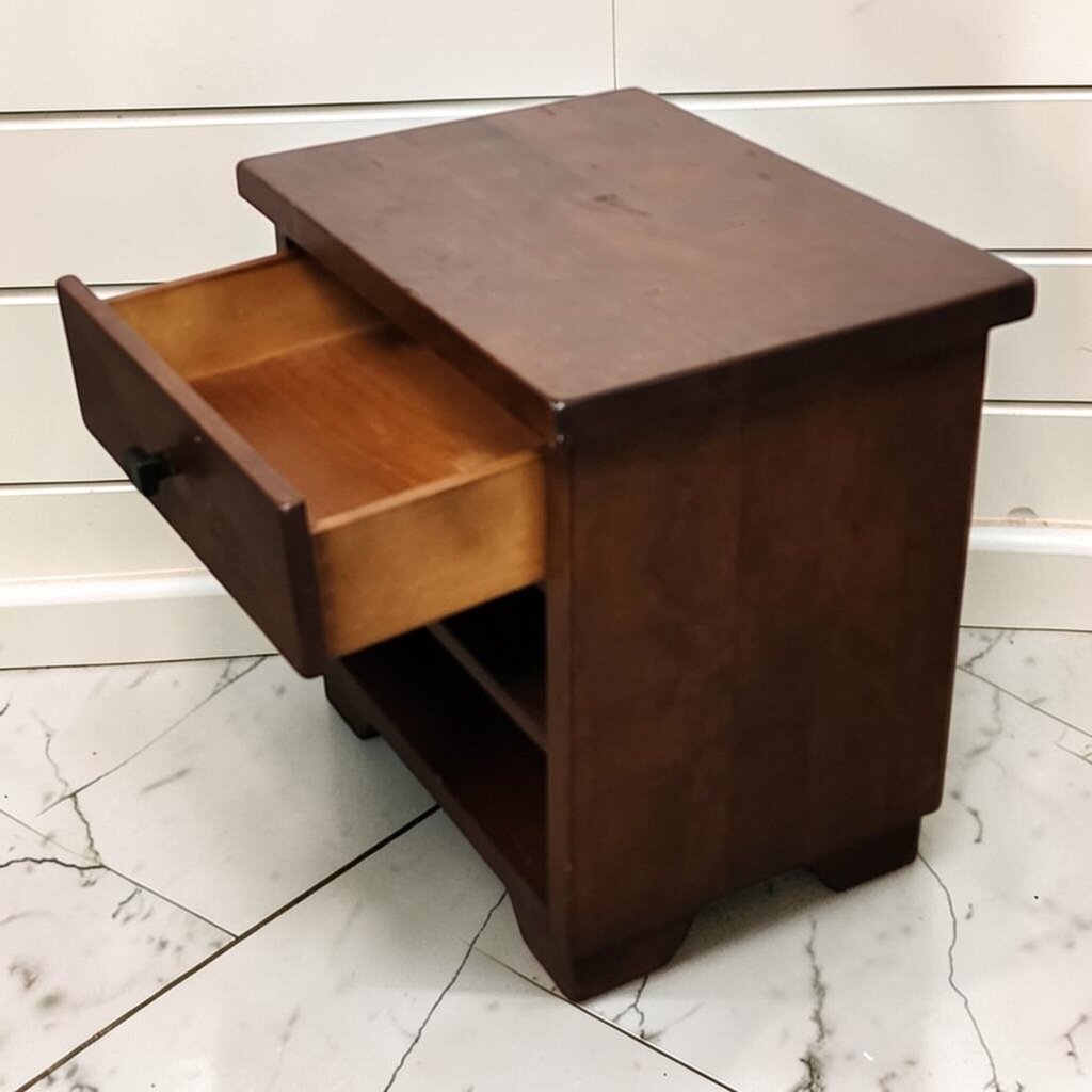 8251 Rustic Solid Wood Nightstand with Drawer and Open Shelving