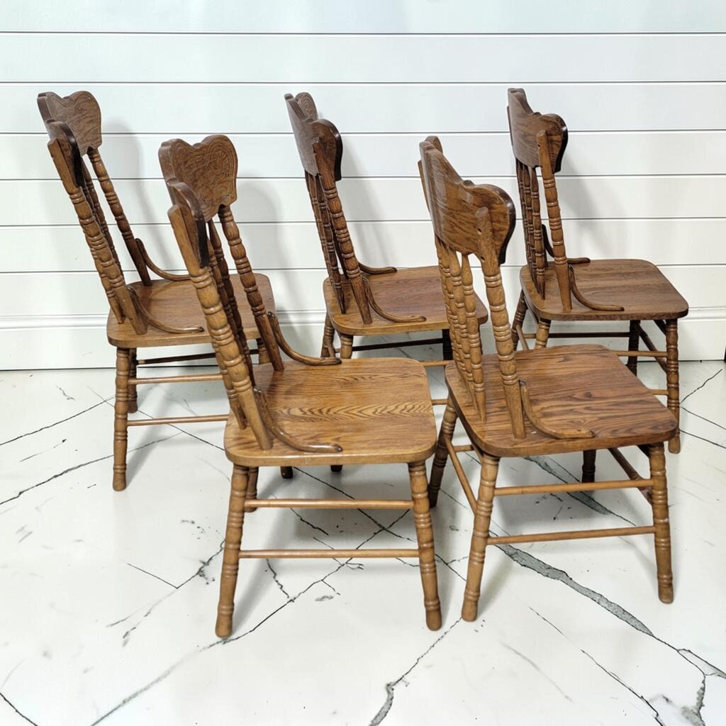8258-8262 Solid Oak Press-Back Spindle Dining #Chairs