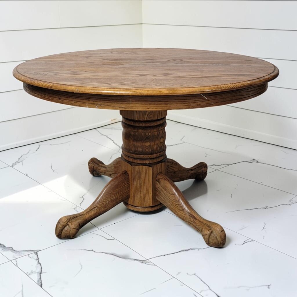 8263 Round Honey Oak Pedestal Dining #Table with Claw Feet