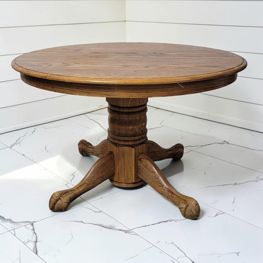8263 Round Honey Oak Pedestal Dining #Table with Claw Feet