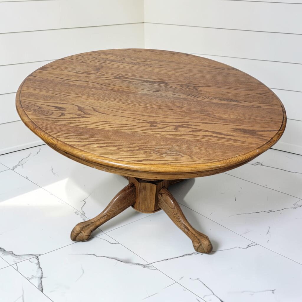 8263 Round Honey Oak Pedestal Dining #Table with Claw Feet