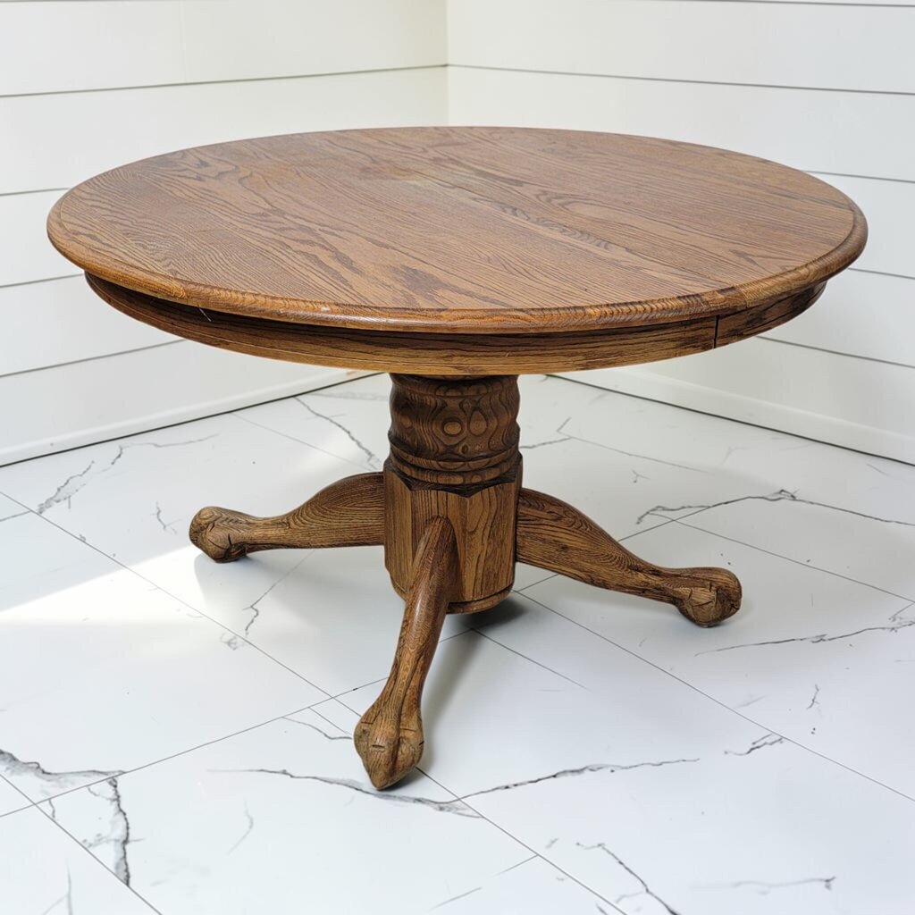 8263 Round Honey Oak Pedestal Dining #Table with Claw Feet
