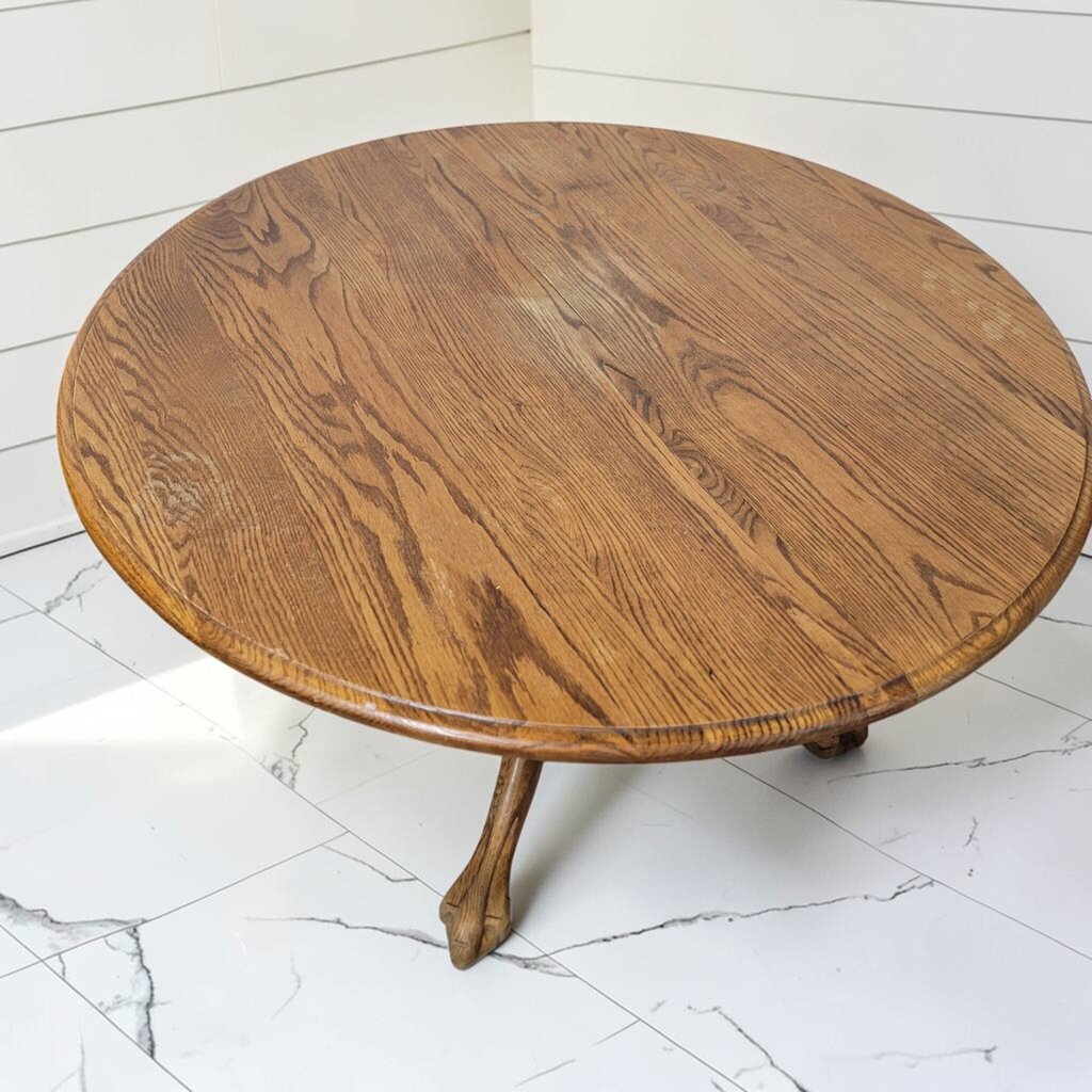 8263 Round Honey Oak Pedestal Dining #Table with Claw Feet