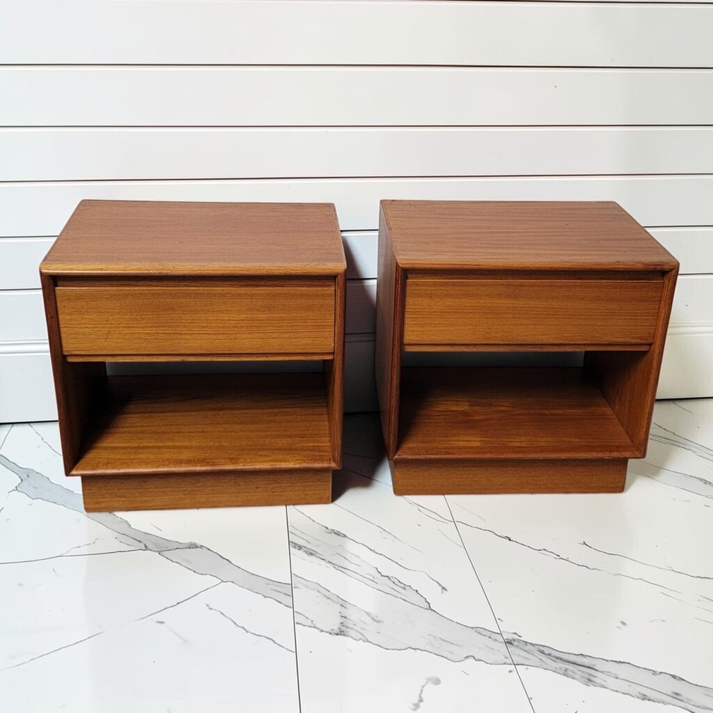 8264-8265 Mid-Century Modern Danish Teak Nightstands