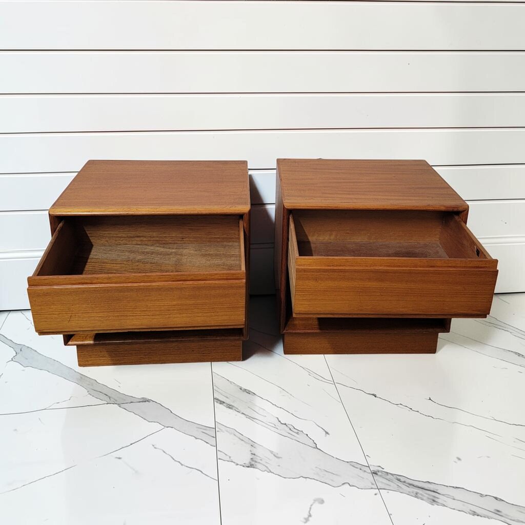8264-8265 Mid-Century Modern Danish Teak Nightstands
