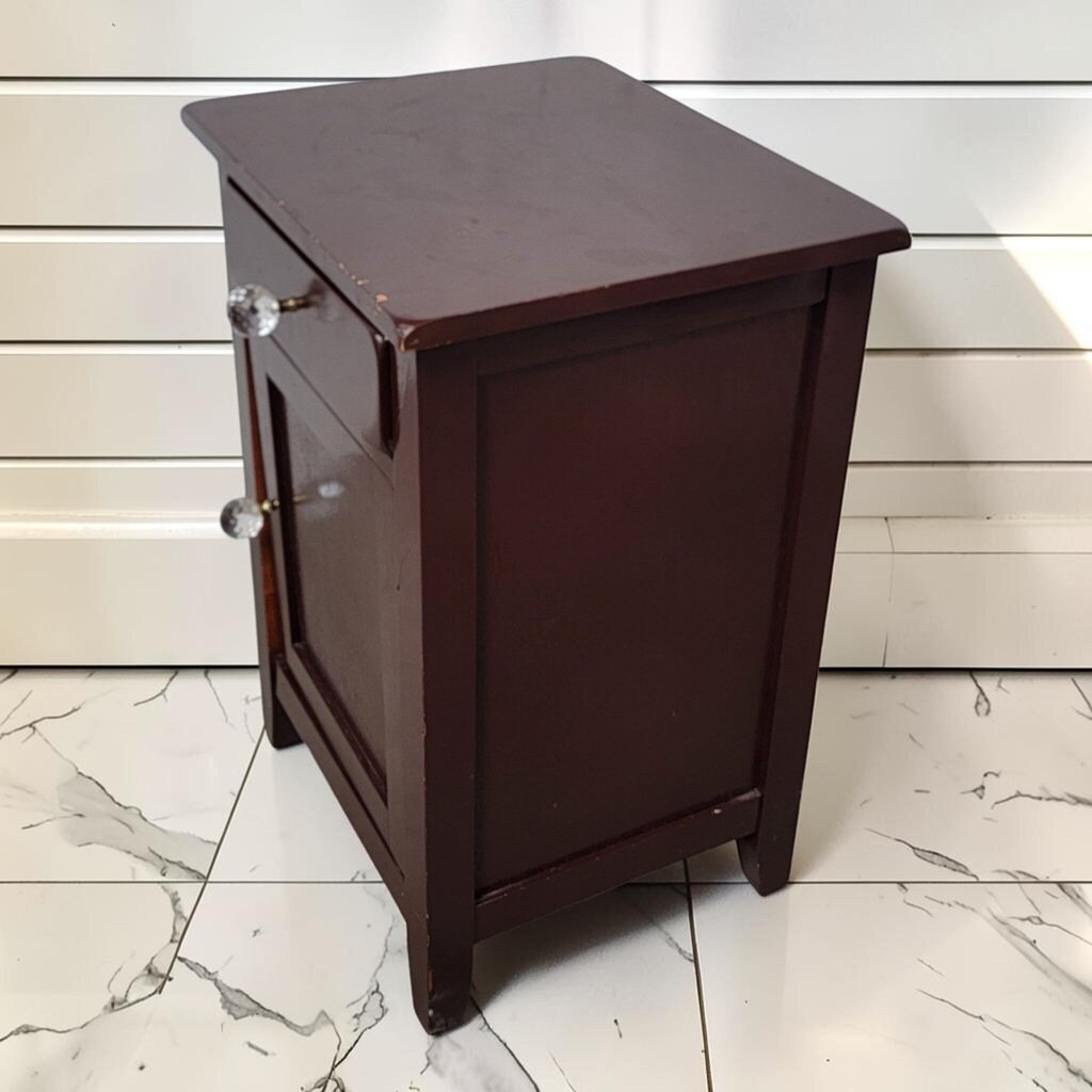 8269 Dark Brown Wood Nightstand with Crystal Knobs ~ FURNITURE