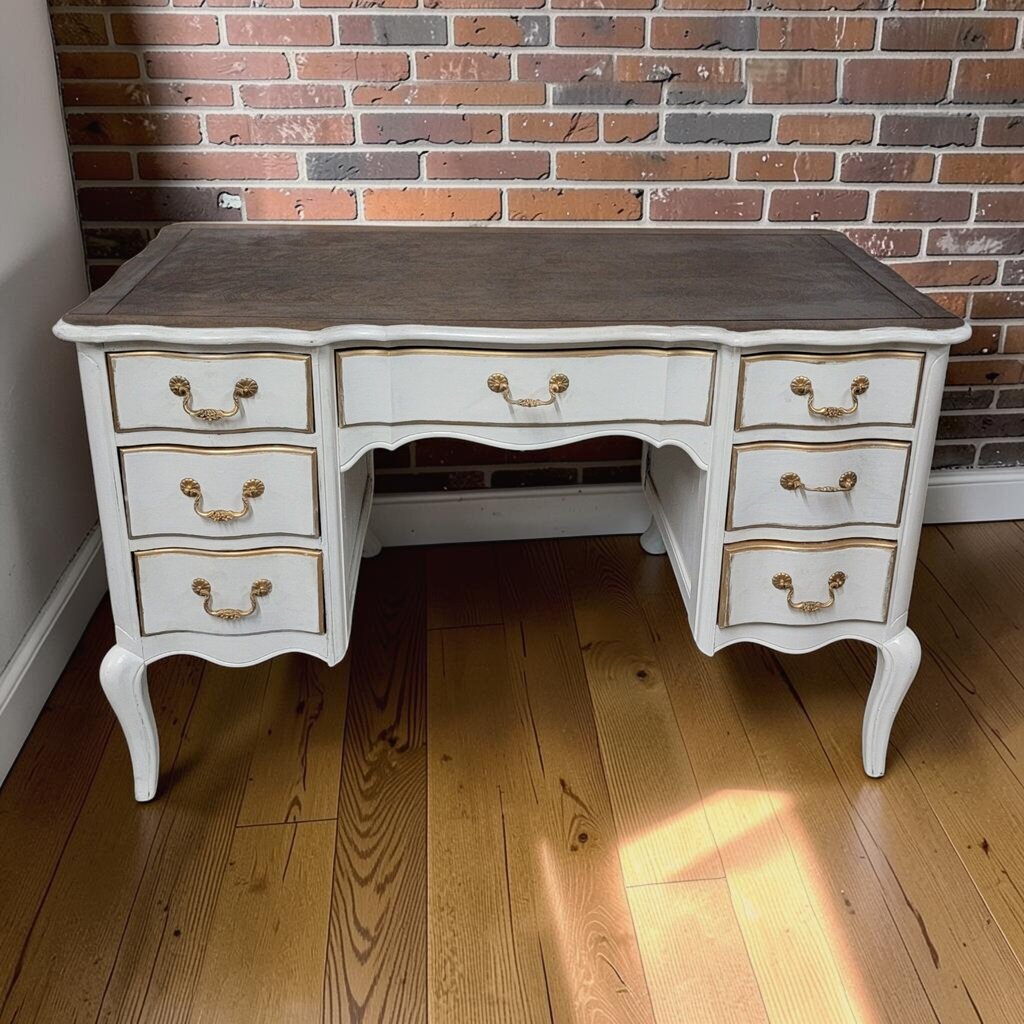 8272 Vintage French Provincial Pedestal #Desk Used ~ FURNITURE