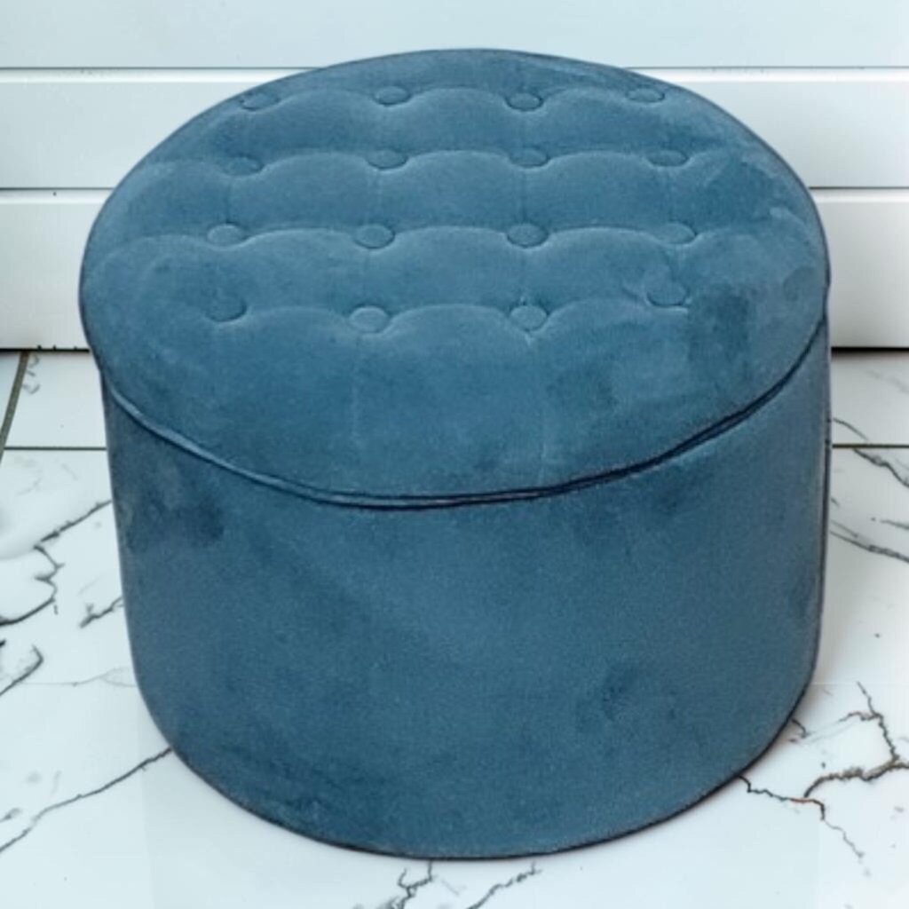 8276 Teal Velvet Tufted Storage Ottoman