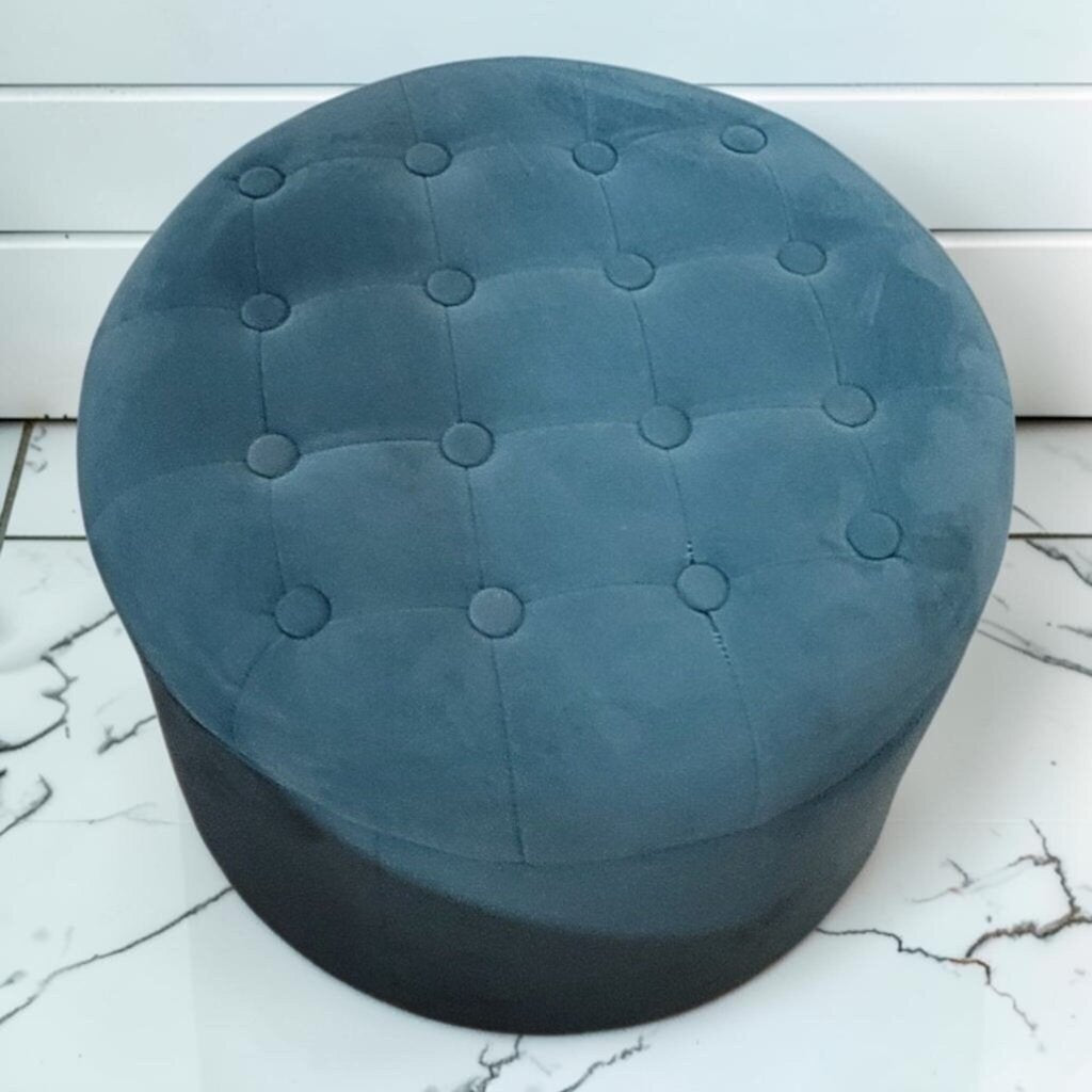 8276 Teal Velvet Tufted Storage Ottoman