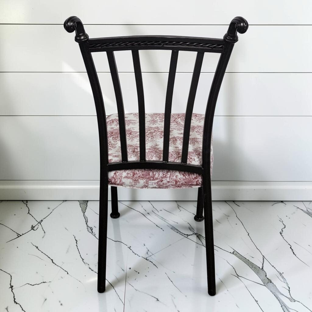 8278 Arbuck Wrought Iron Side #Chair with Toile Upholstery ~ FURNITURE