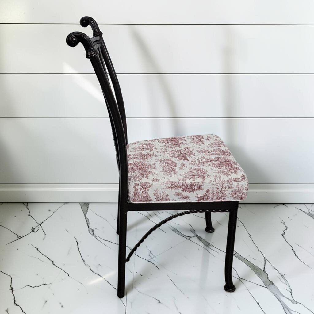 8278 Arbuck Wrought Iron Side #Chair with Toile Upholstery ~ FURNITURE