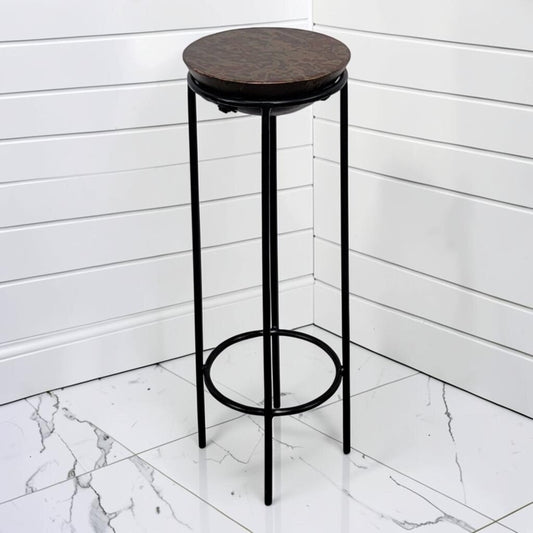 8279 Natural Slate and Wrought Iron Pedestal Stand Used ~ FURNITURE