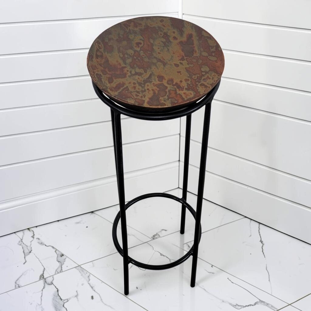 8279 Natural Slate and Wrought Iron Pedestal Stand