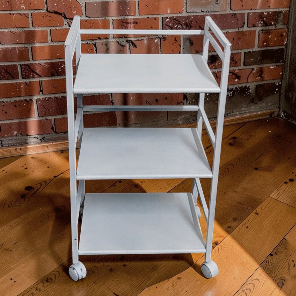 8289 White Metal Rolling #Cart Used ~ FURNITURE