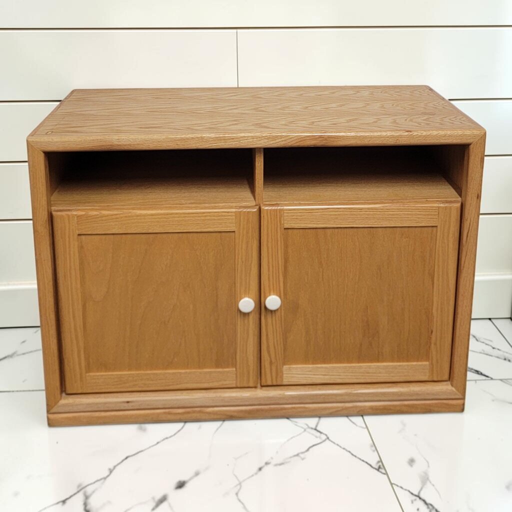 8291 Oak Rolling Entertainment Cabinet