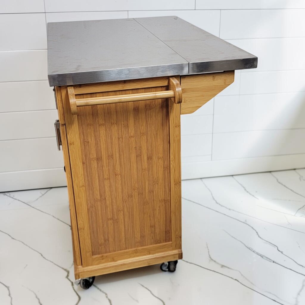 8295 Bamboo and Stainless Steel Kitchen Island
