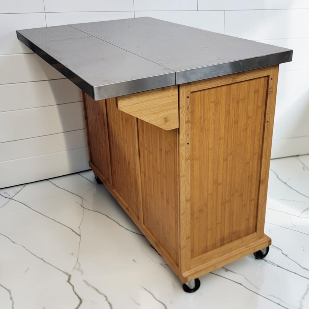 8295 Bamboo and Stainless Steel Kitchen Island