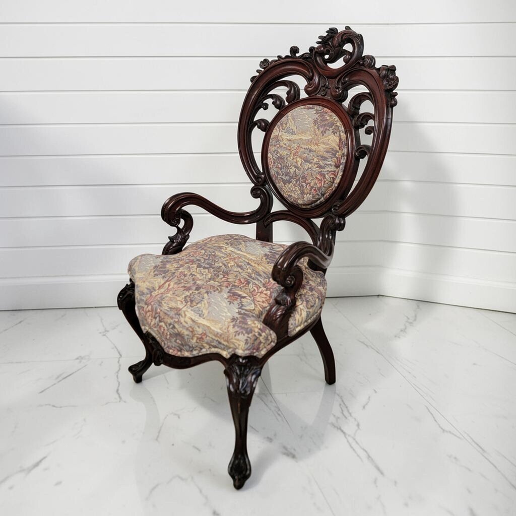 8308 Rococo Revival Carved Medallion Back Parlor #Chair