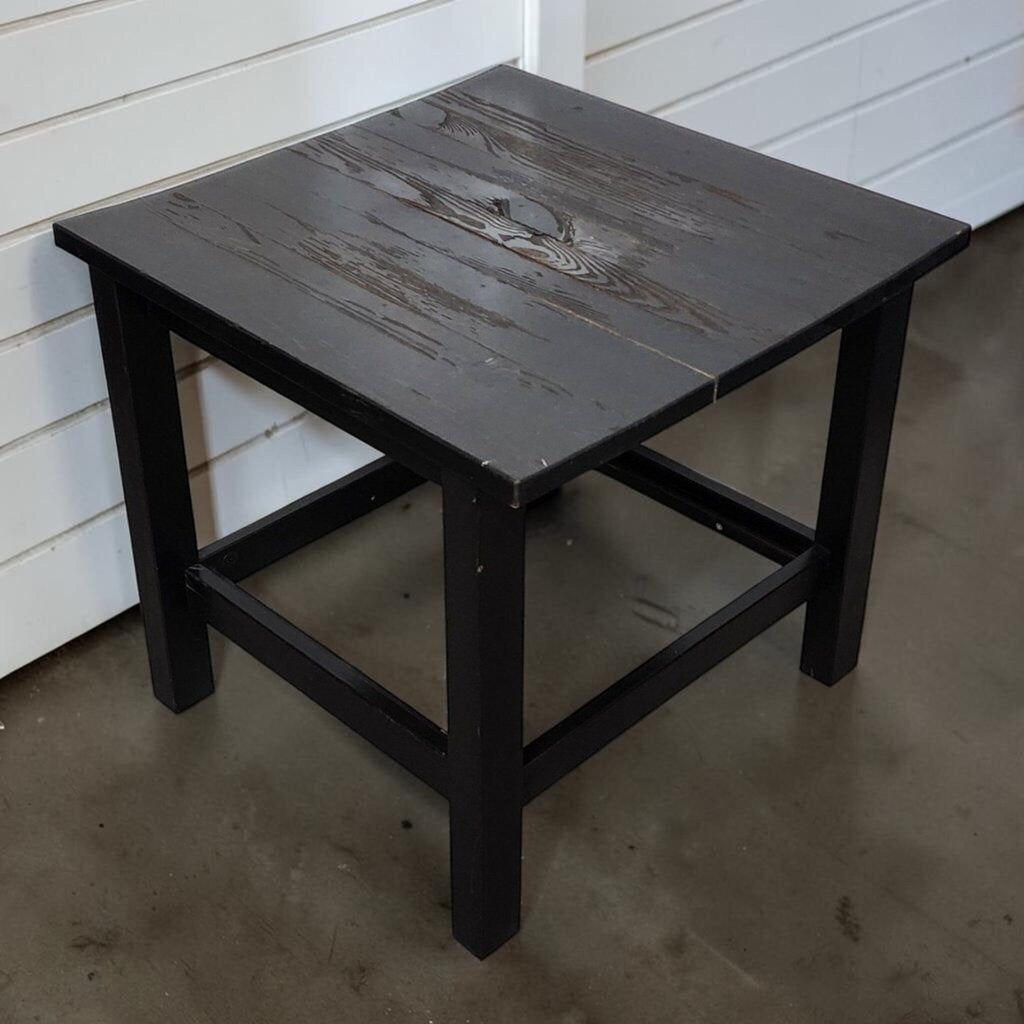 8314 Rustic Ebony-Stained Pine Side Table Used ~ FURNITURE