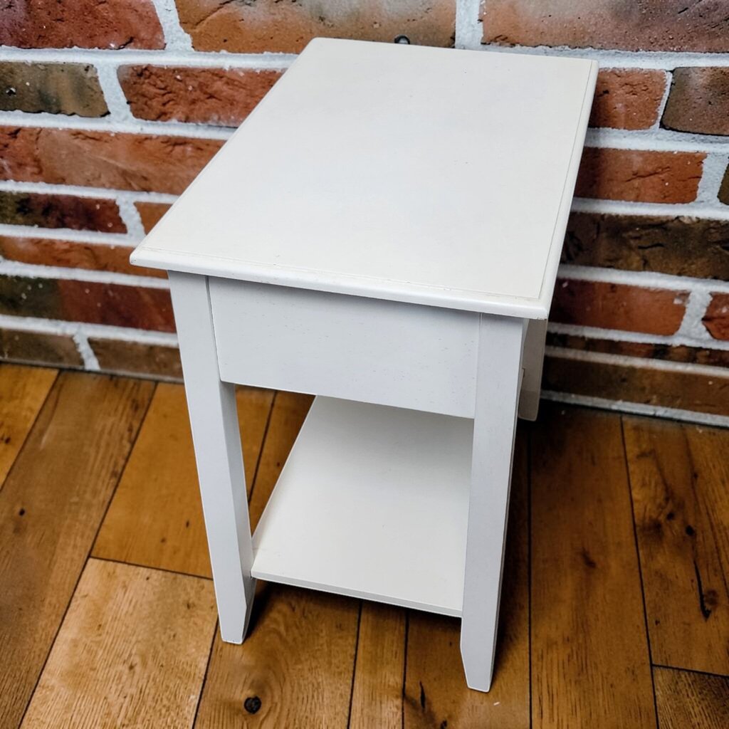 8317 White 2 Tier Side Table with Drawer