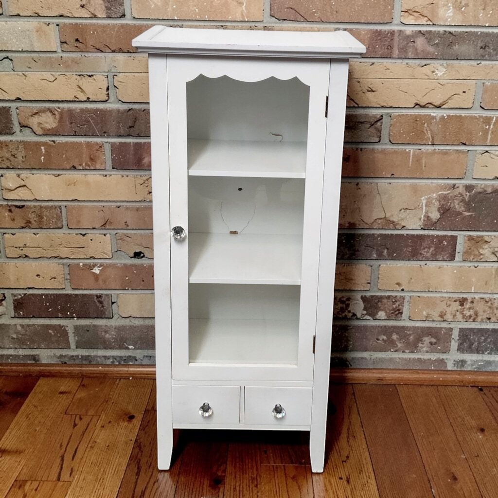 8320 Contemporary Scalloped Glass-Front Curio Cabinet