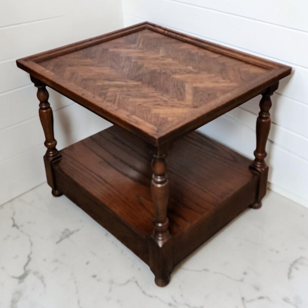 8321 Vintage Oak Herringbone Parquetry Side #Table