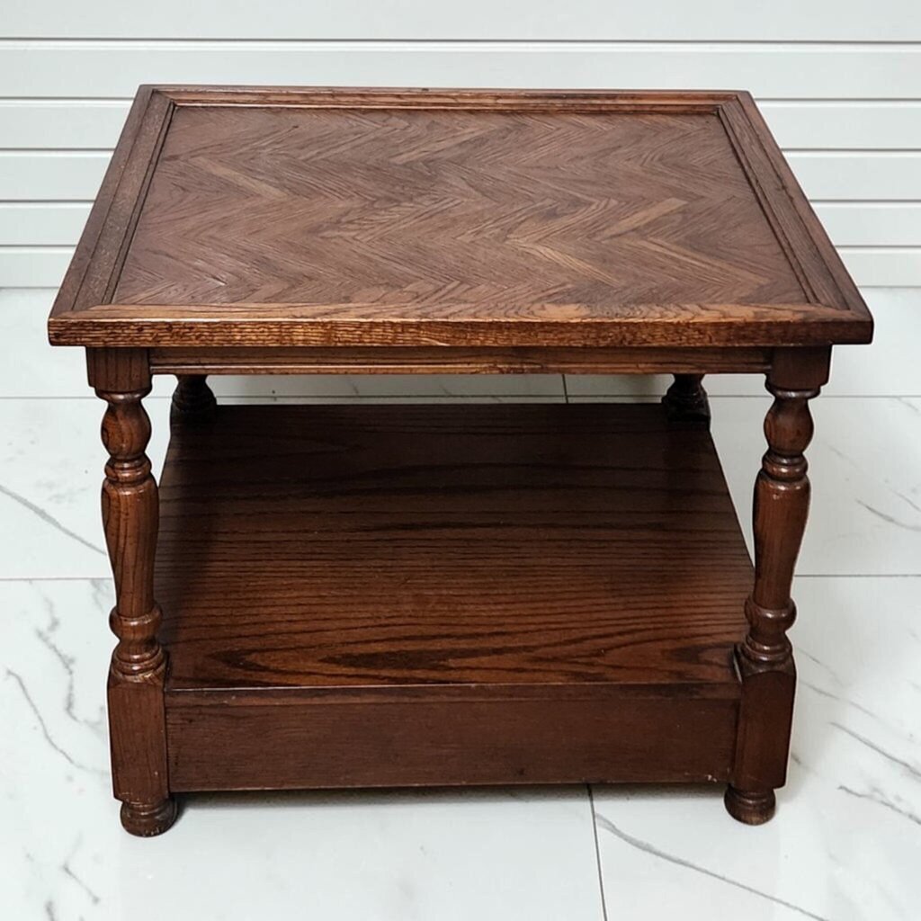 8321 Vintage Oak Herringbone Parquetry Side #Table